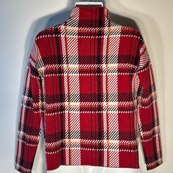 Tahari SZM Deep Red Plaid Sweater Timeless Heritage Preppy Modern Academia Old $ - Picture 5 of 8